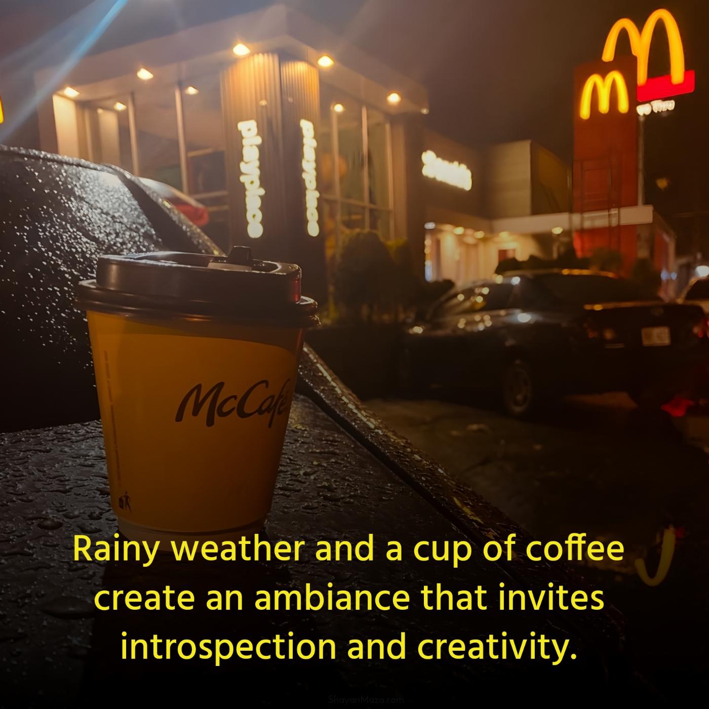 Rainy weather and a cup of coffee create an ambiance
