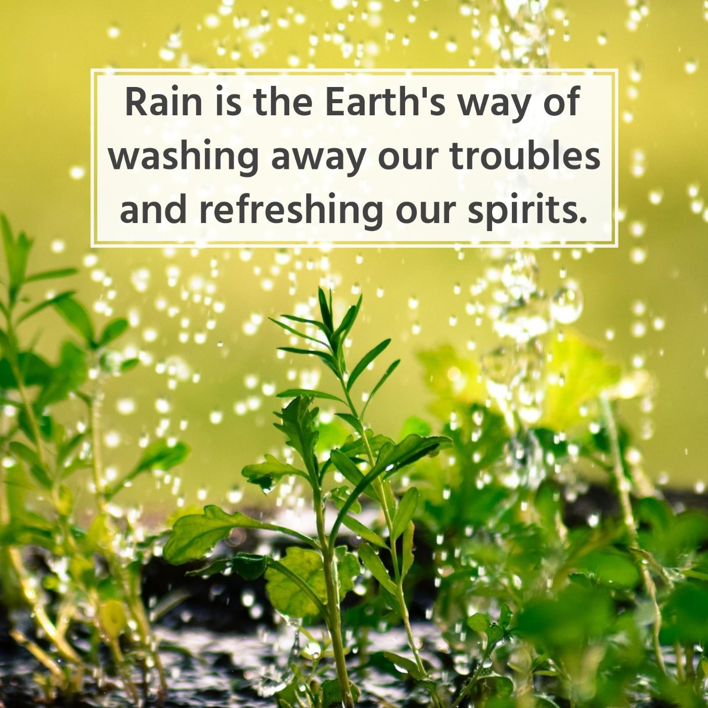 Rain is the Earth's way of washing away our troubles
