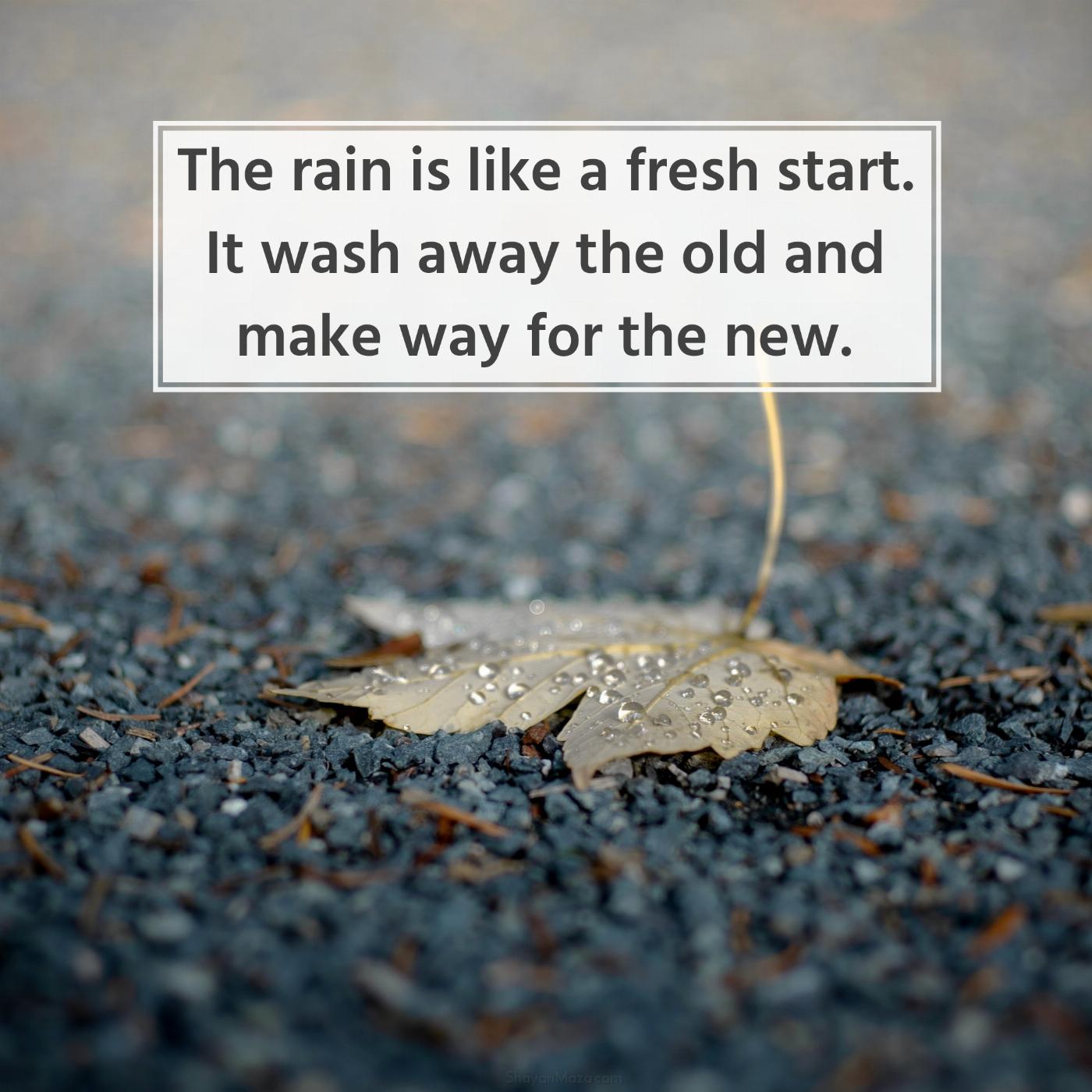 The rain is like a fresh start It wash away the old