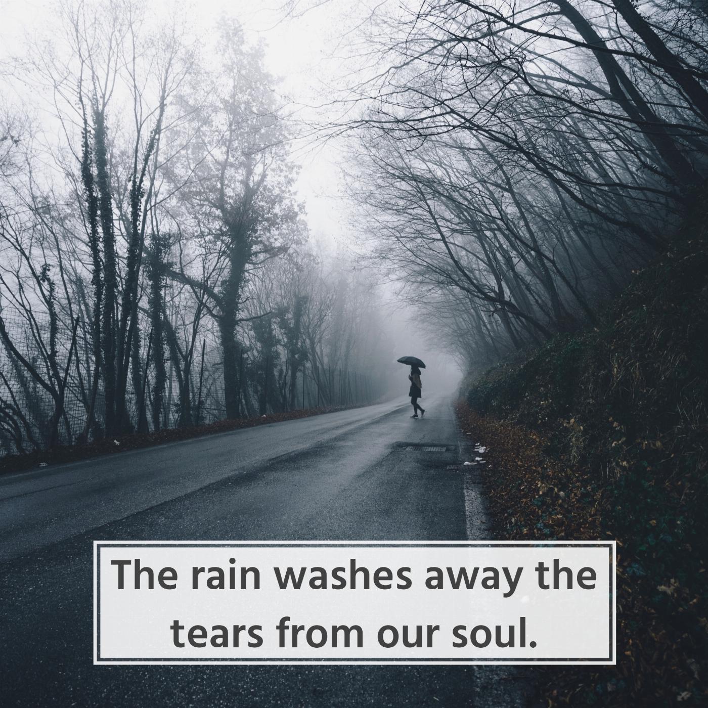 The rain washes away the tears from our soul