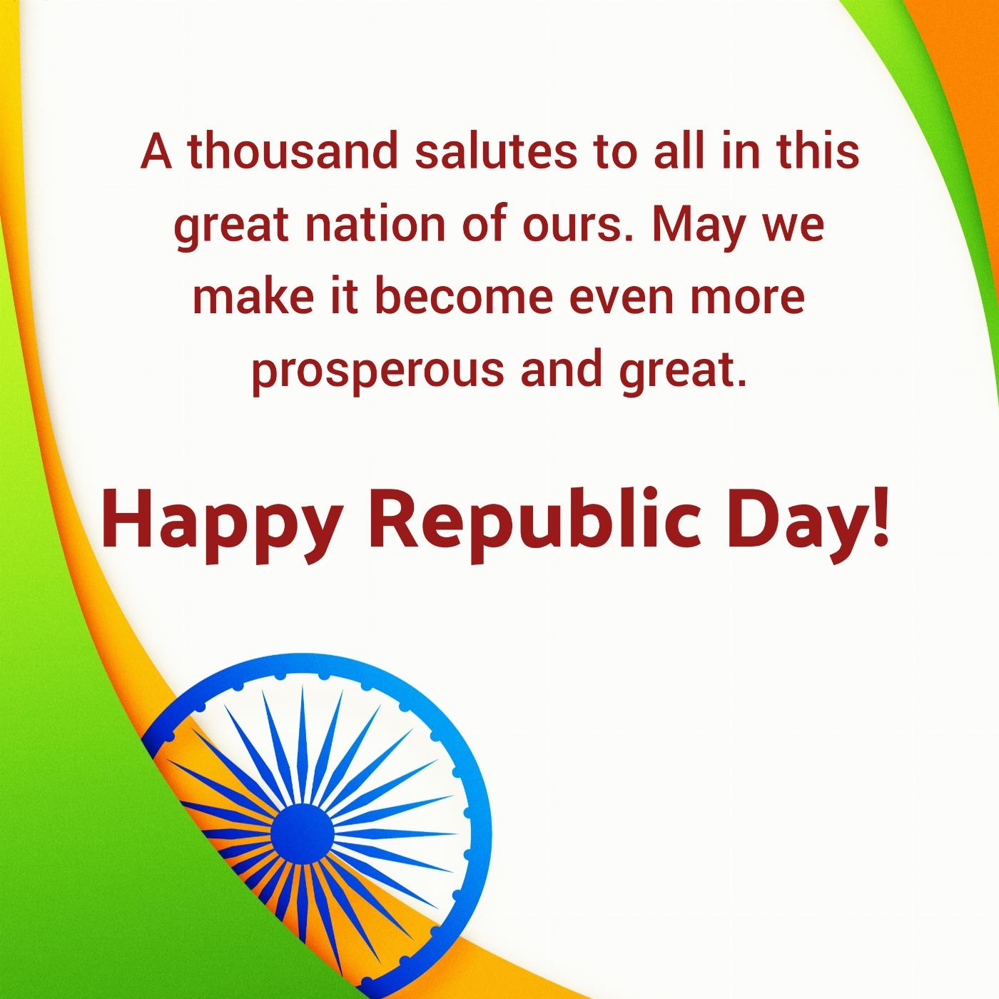 A thousand salutes to all in this great nation of ours