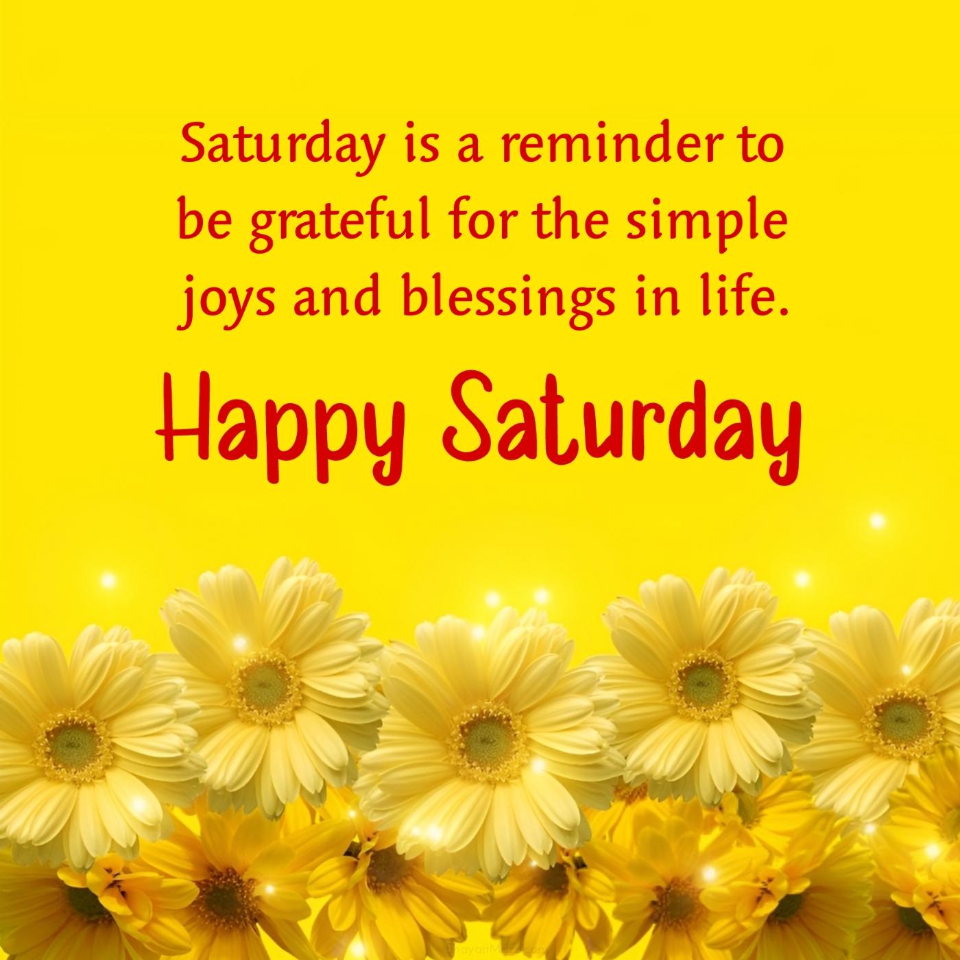 Saturday is a reminder to be grateful for the simple joys
