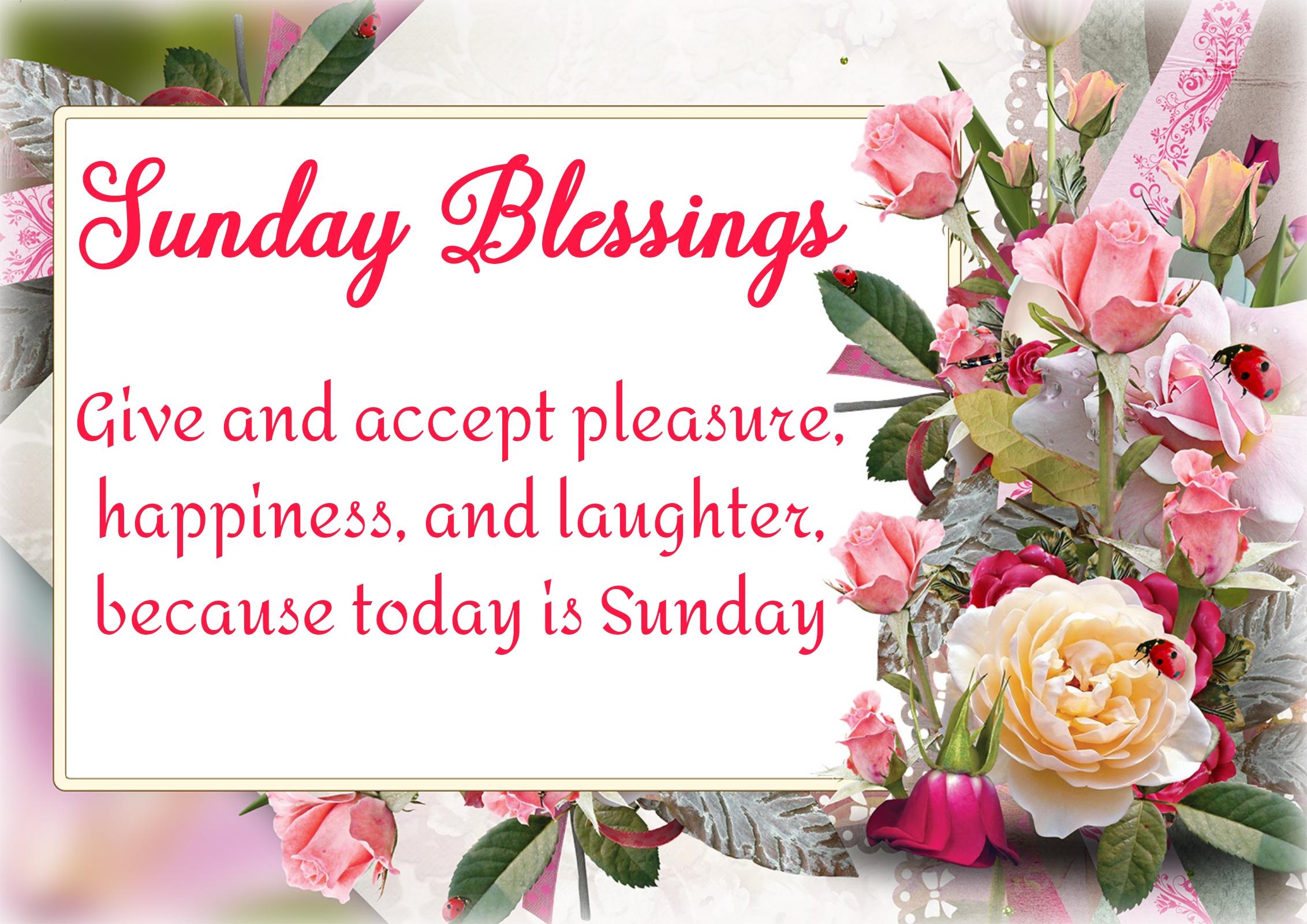 Give and accept pleasure happiness and laughter because today is Sunday!