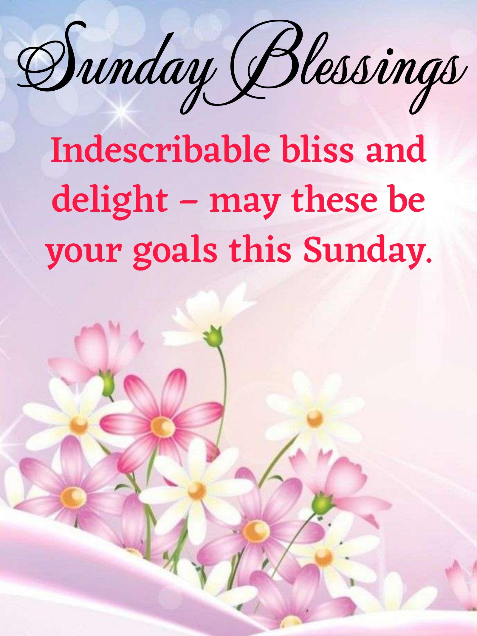 Indescribable bliss and delight May these be your goals this Sunday