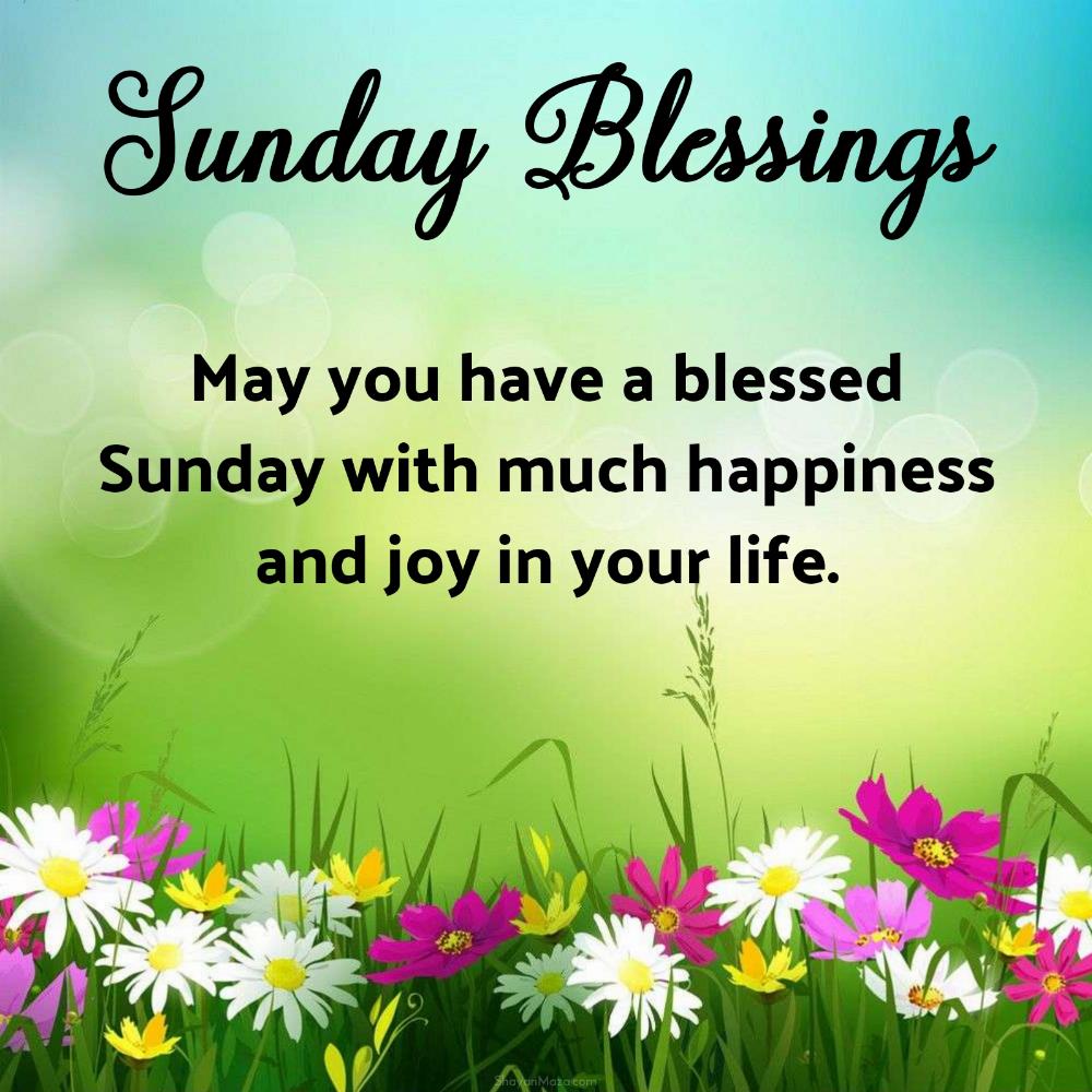 May you have a blessed Sunday with much happiness and joy in your life
