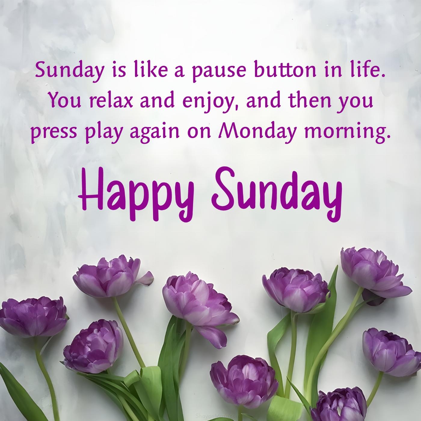Sunday is like a pause button in life You relax and enjoy