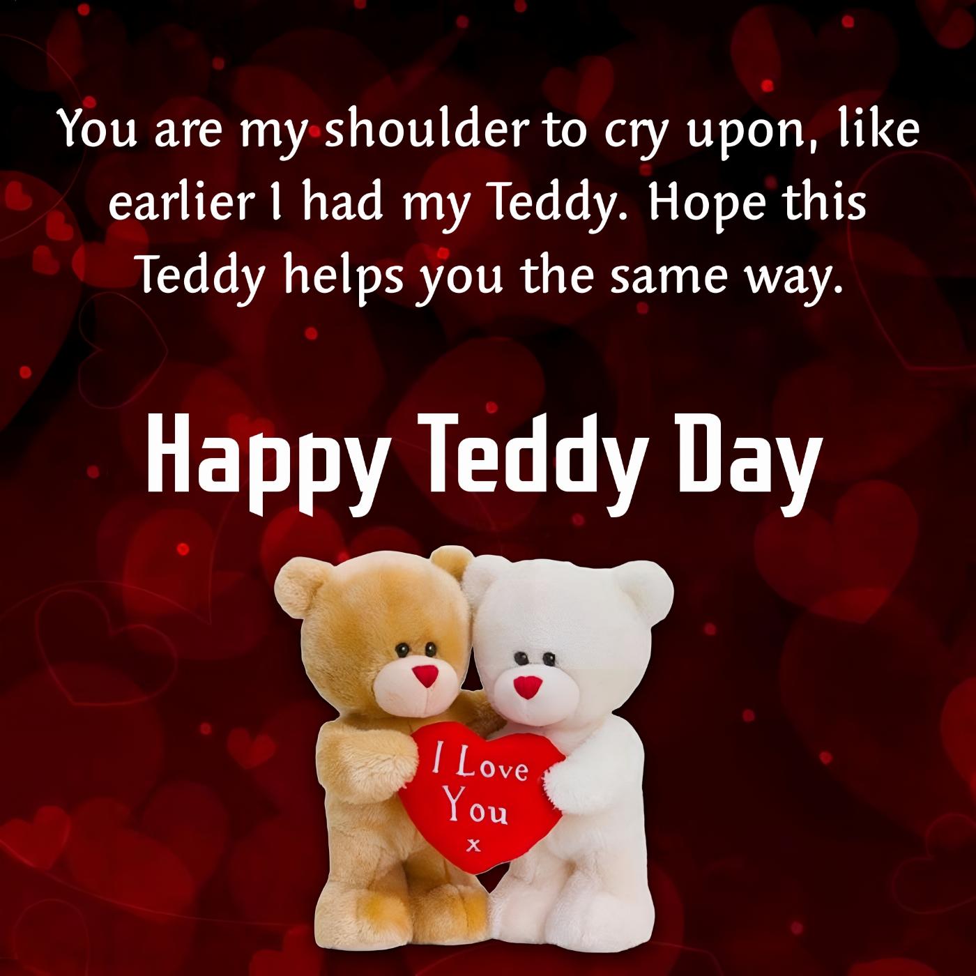 You are my shoulder to cry upon like earlier I had my Teddy