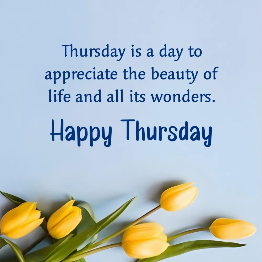 Thursday is a day to appreciate the beauty of life