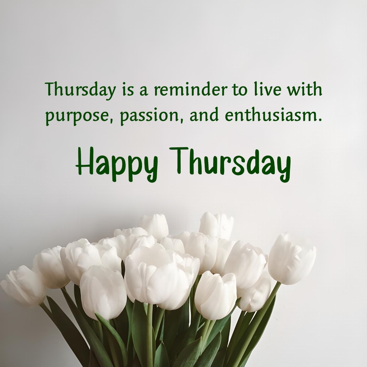 Thursday is a reminder to live with purpose passion