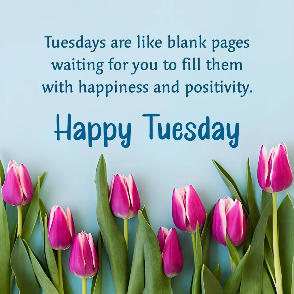 Tuesdays are like blank pages waiting for you to fill them with happiness