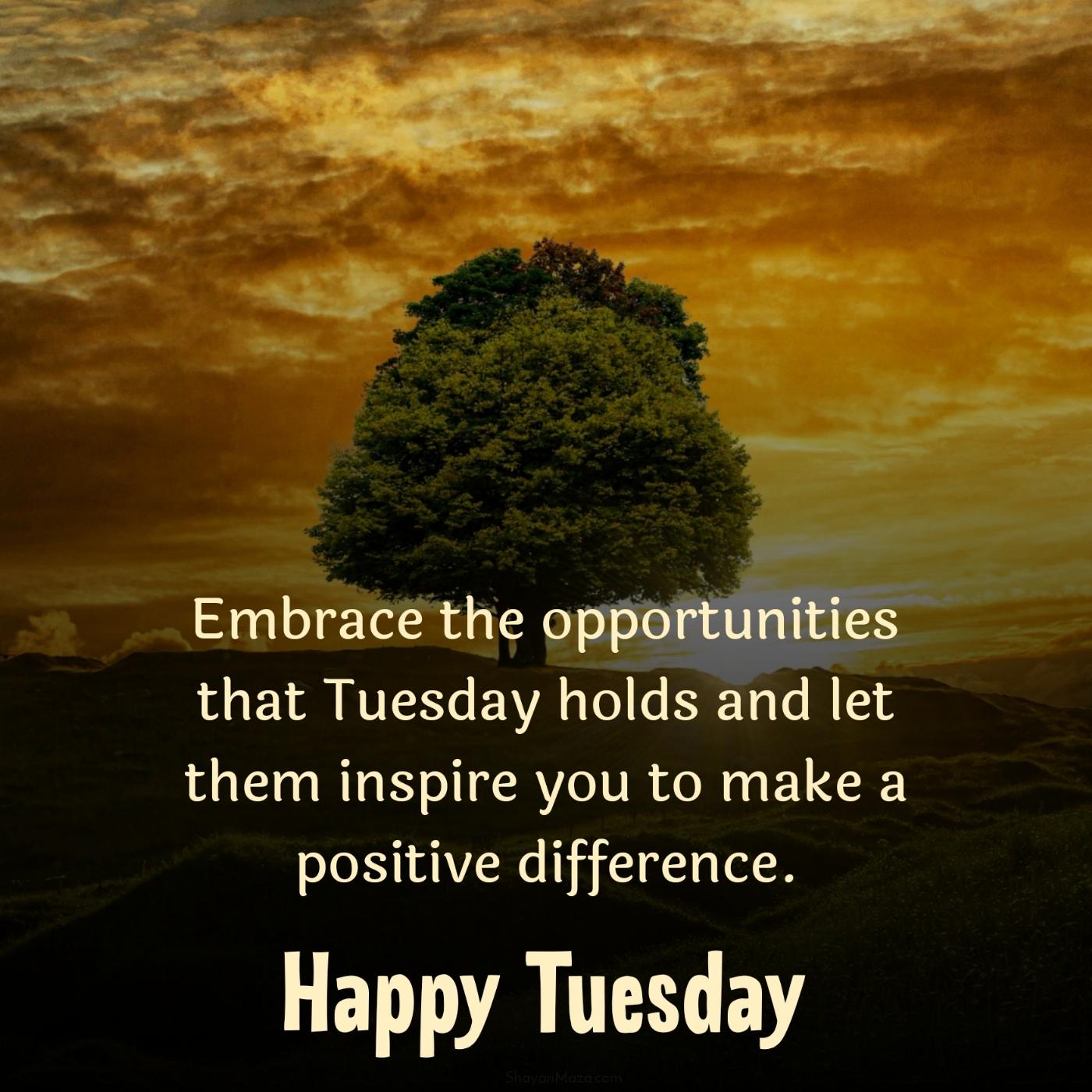 Embrace the opportunities that Tuesday holds