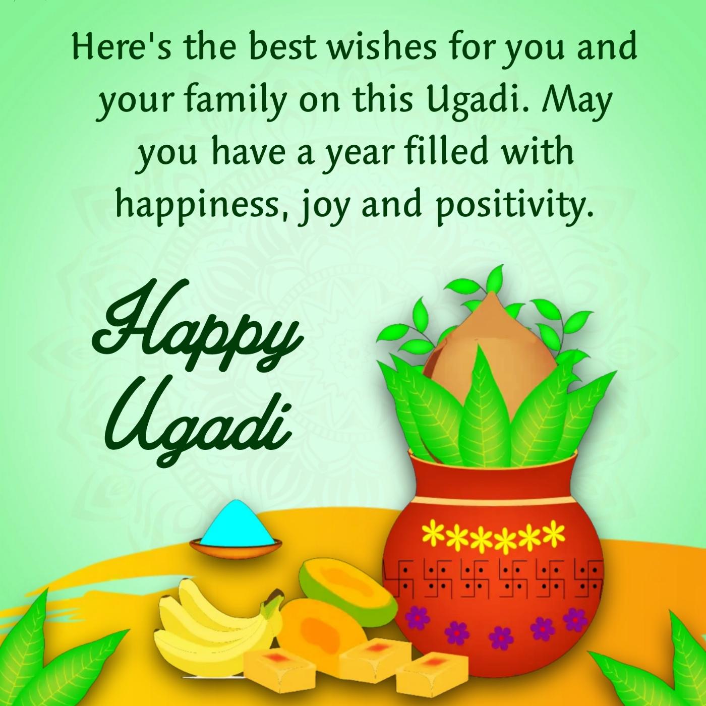 Here's the best wishes for you and your family on this Ugadi
