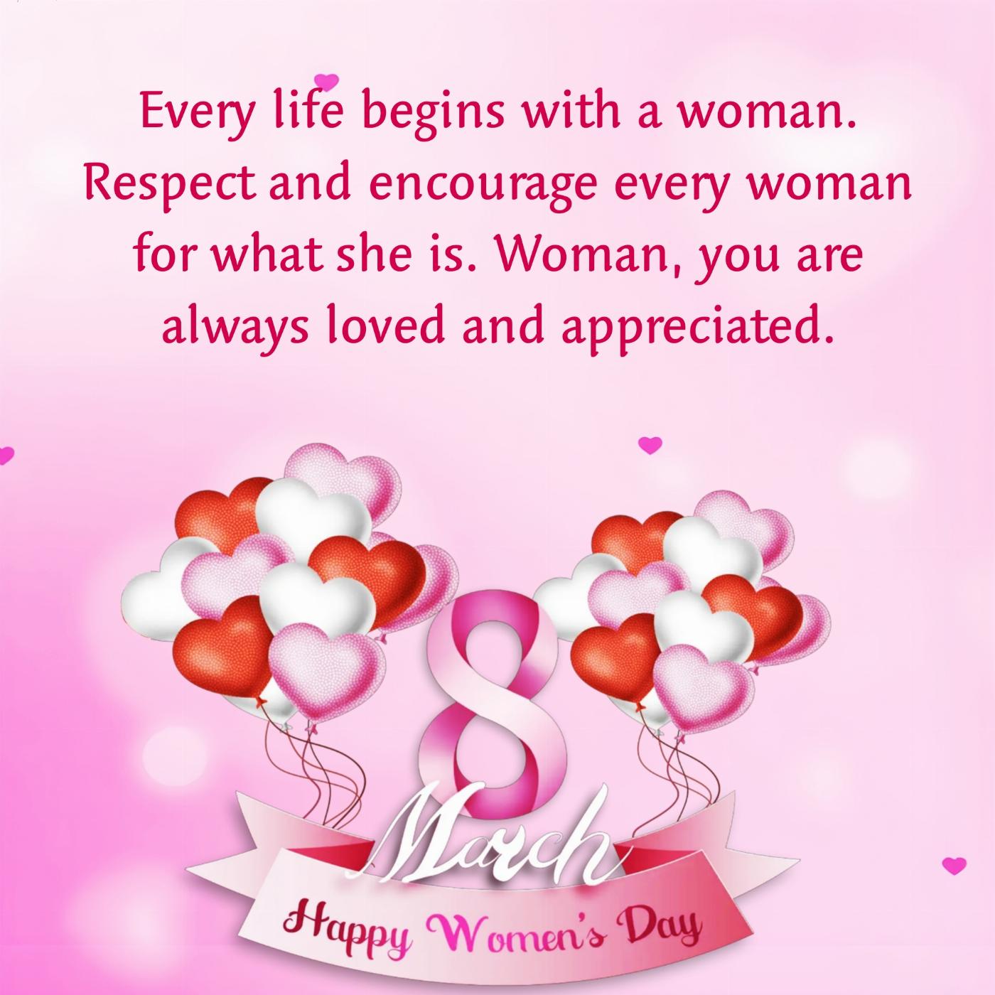 Every life begins with a woman Respect and encourage